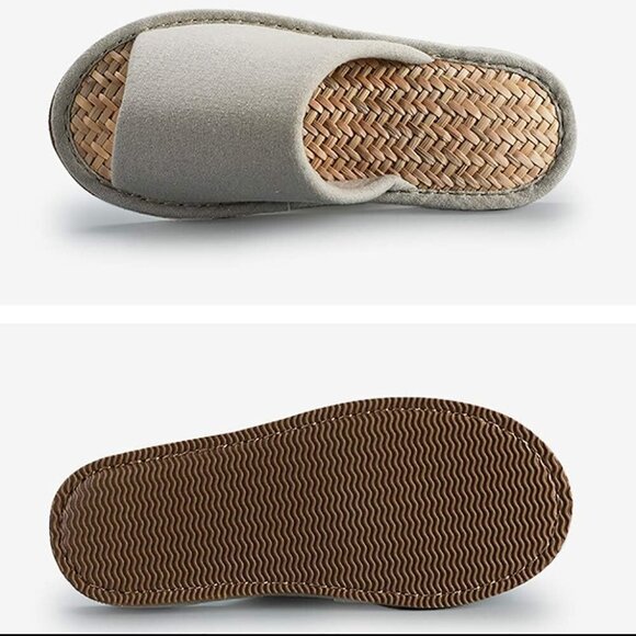 Unisex Washable Cotton Linen Open-Toe Indoor Slippers Lightweight Comfort - Picture 3 of 7